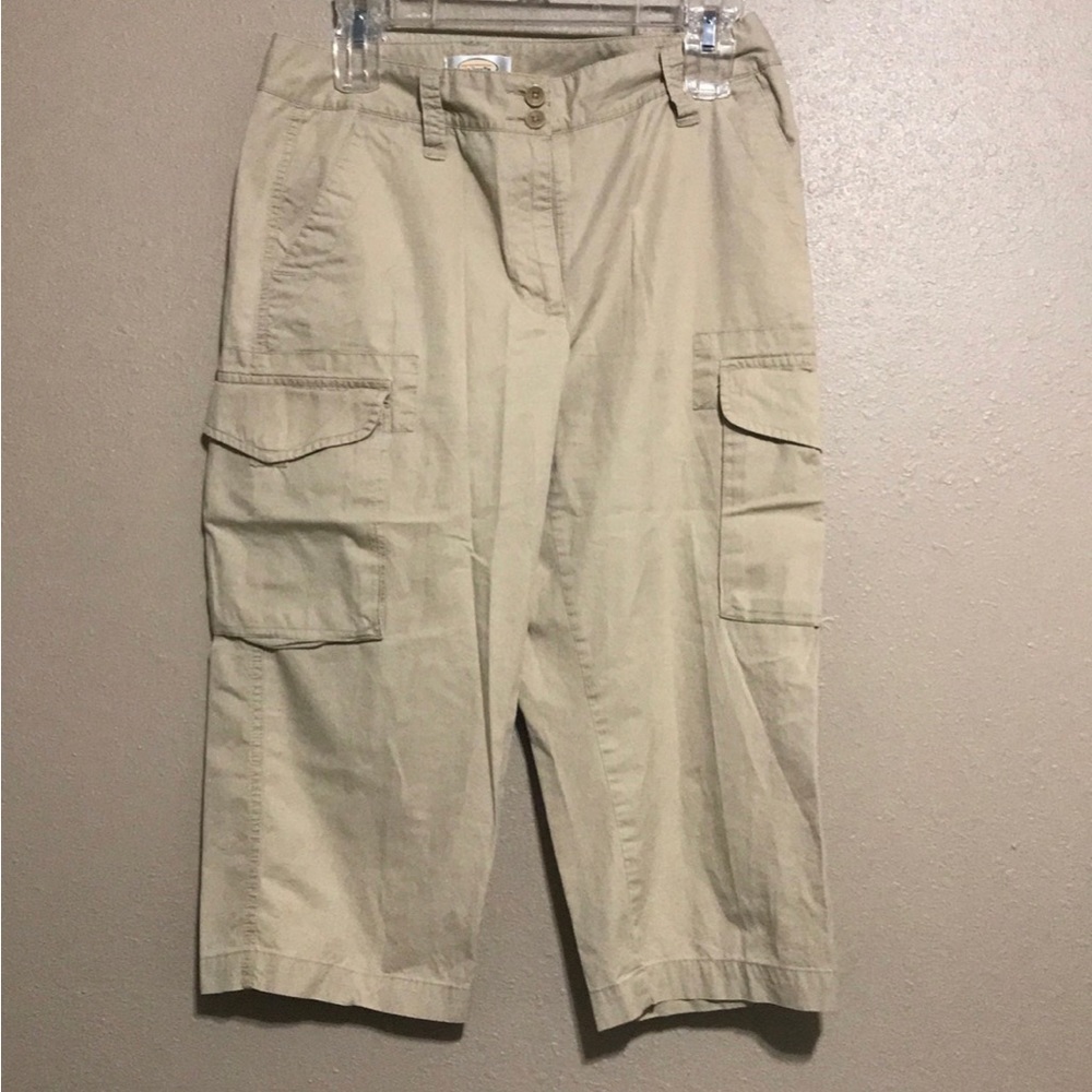 Talbots Petites Khaki Tan Capris Pants Womens 6 Casual Pockets